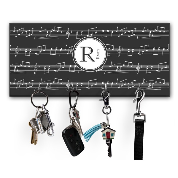 Custom Musical Notes Key Hanger w/ 4 Hooks w/ Name and Initial