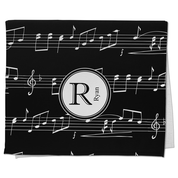 Custom Musical Notes Kitchen Towel - Poly Cotton w/ Name and Initial