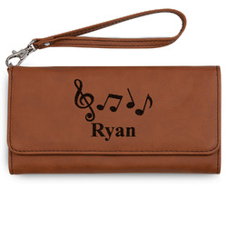 Musical Notes Ladies Leatherette Wallet - Laser Engraved - Rawhide (Personalized)
