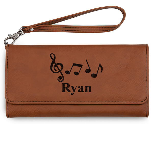 Custom Musical Notes Ladies Leatherette Wallet - Laser Engraved (Personalized)