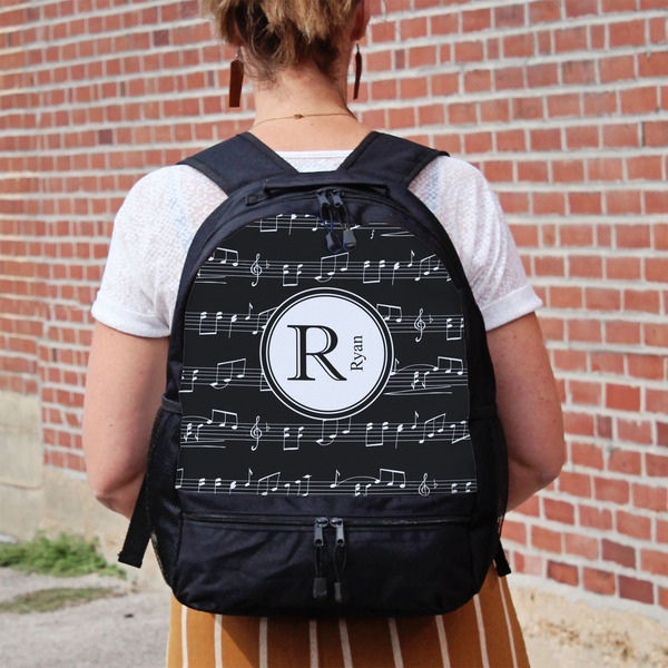 Musical Notes Large Backpack - Black - On Back
