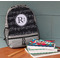 Musical Notes Large Backpack - Gray - On Desk