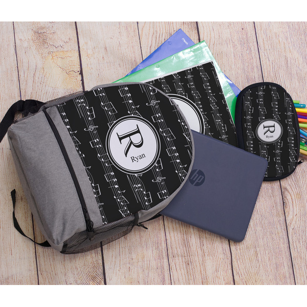 Musical Notes Large Backpack - Gray - With Stuff