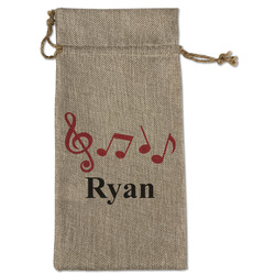 Musical Notes Large Burlap Gift Bag - Front (Personalized)