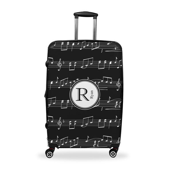 Custom Musical Notes Suitcase - 28" Large - Checked w/ Name and Initial
