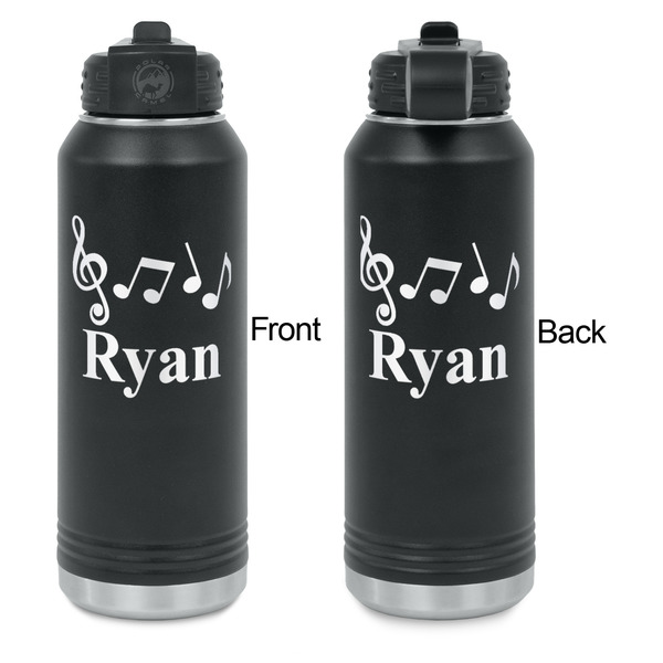 Musical Notes Laser Engraved Water Bottles - Front & Back Engraving - Front & Back View