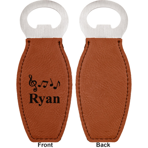 Musical Notes Leather Bar Bottle Opener - Front and Back (single sided)