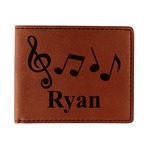 Musical Notes Leatherette Bifold Wallet - Double Sided (Personalized)