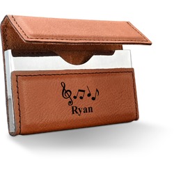 Musical Notes Leatherette Business Card Case (Personalized)