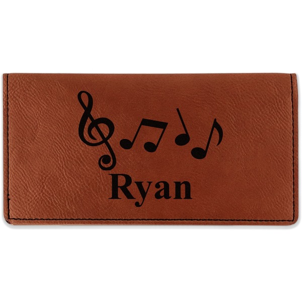 Custom Musical Notes Leatherette Checkbook Holder - Double Sided (Personalized)