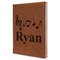 Musical Notes Leather Sketchbook - Large - Double Sided - Angled View