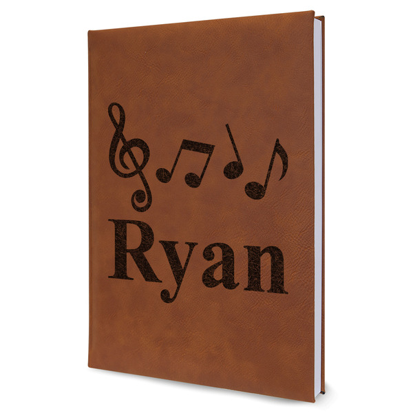 Custom Musical Notes Leather Sketchbook - Large - Single Sided (Personalized)