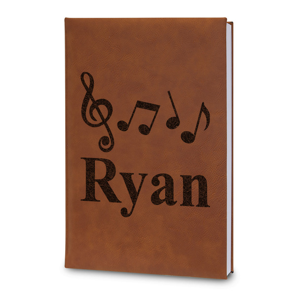 Custom Musical Notes Leatherette Journal - Large - Double Sided (Personalized)