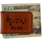 Musical Notes Leatherette Magnetic Money Clip - Double Sided (Personalized)