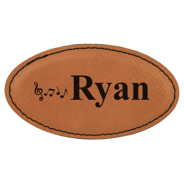 Custom Musical Notes Leatherette Oval Name Badge with Magnet (Personalized)