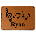 Musical Notes Faux Leather Iron On Patch - Rectangle (Personalized)