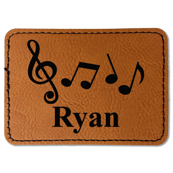Custom Musical Notes Faux Leather Iron On Patch - Rectangle (Personalized)