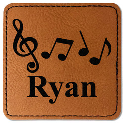Musical Notes Faux Leather Iron On Patch - Square (Personalized)