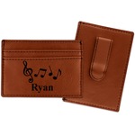 Musical Notes Leatherette Wallet with Money Clip (Personalized)