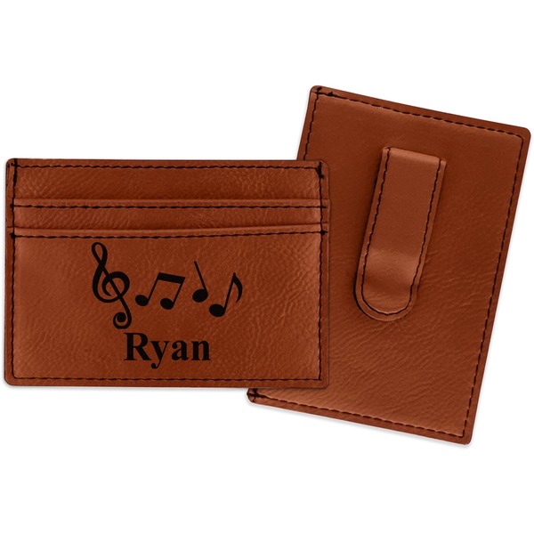 Custom Musical Notes Leatherette Wallet with Money Clip (Personalized)