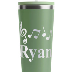 Musical Notes RTIC Everyday Tumbler with Straw - 28oz - Light Green - Single-Sided (Personalized)
