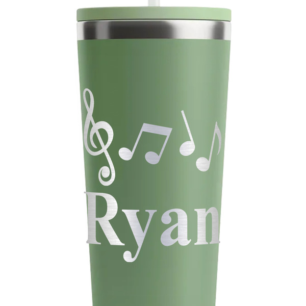 Musical Notes Light Green RTIC Everyday Tumbler - 28 oz. - Close Up