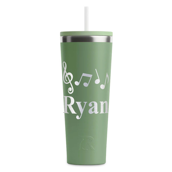 Custom Musical Notes RTIC Everyday Tumbler with Straw - 28oz - Light Green - Double-Sided (Personalized)