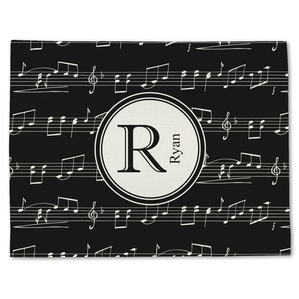 Custom Musical Notes Single-Sided Linen Placemat - Single w/ Name and Initial
