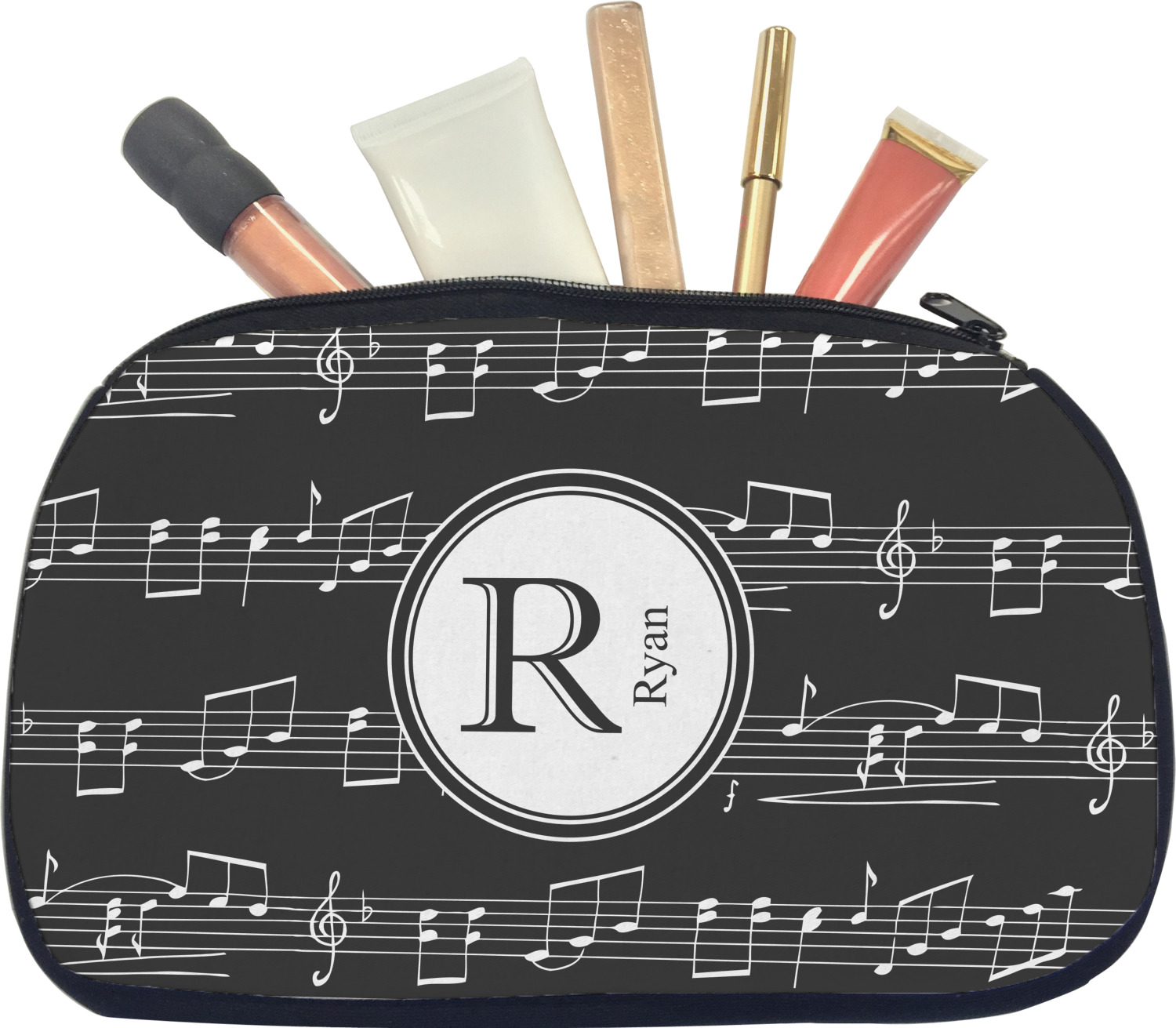 Musical Notes Makeup / Cosmetic Bag Medium (Personalized