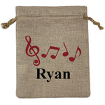 Musical Notes Medium Burlap Gift Bag - Front (Personalized)
