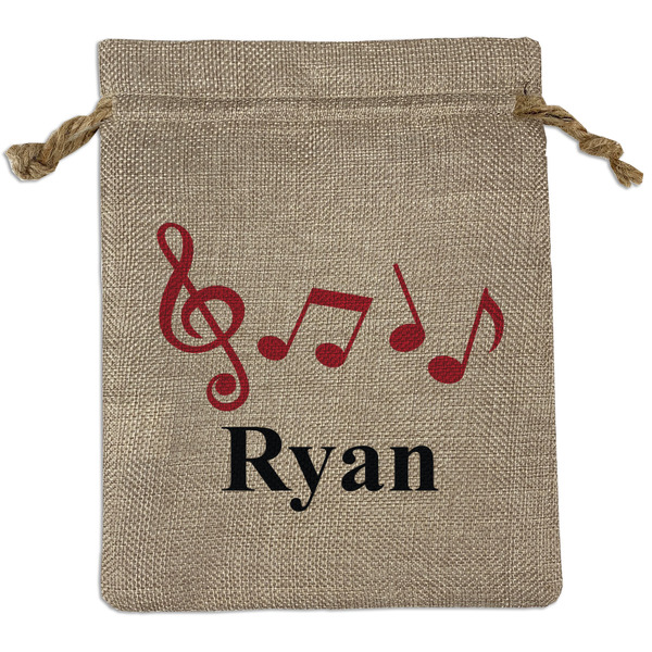 Custom Musical Notes Medium Burlap Gift Bag - Front (Personalized)