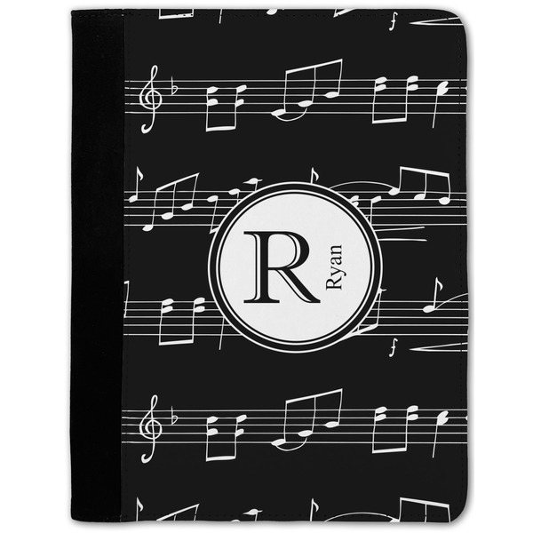 Custom Musical Notes Notebook Padfolio - Medium w/ Name and Initial