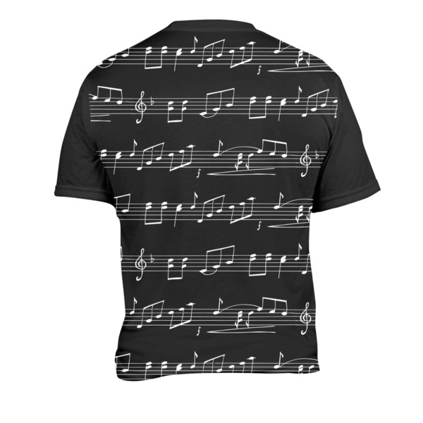 Musical Notes Men's Crew Neck T Shirt Medium - Back