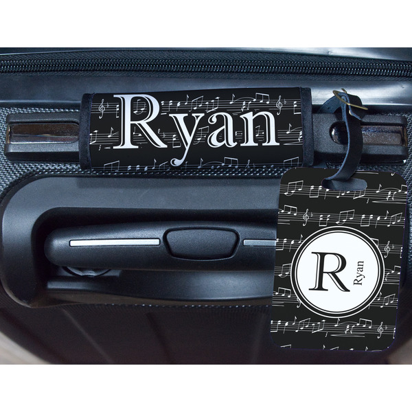 Musical Notes Metal Luggage Tag & Handle Wrap - In Context