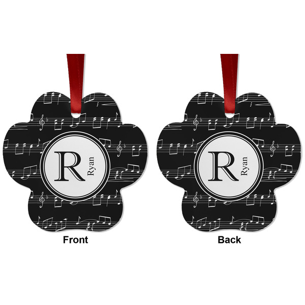 Musical Notes Metal Paw Ornament - Front and Back