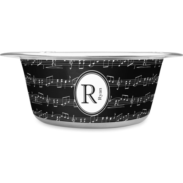 Custom Musical Notes Stainless Steel Dog Bowl - Small (Personalized)