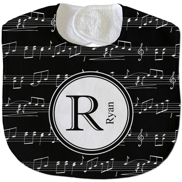 Custom Musical Notes Velour Baby Bib w/ Name and Initial