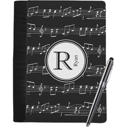 Musical Notes Notebook Padfolio - Large w/ Name and Initial
