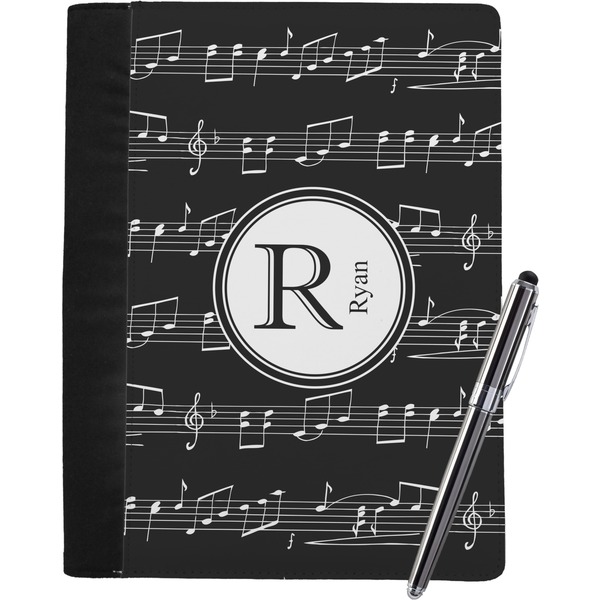 Custom Musical Notes Notebook Padfolio - Large w/ Name and Initial