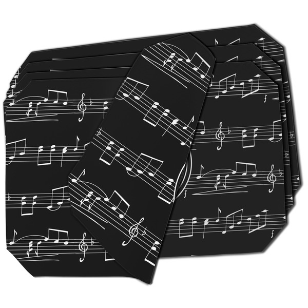 Custom Musical Notes Dining Table Mat - Octagon - Set of 4 (Double-SIded) w/ Name and Initial