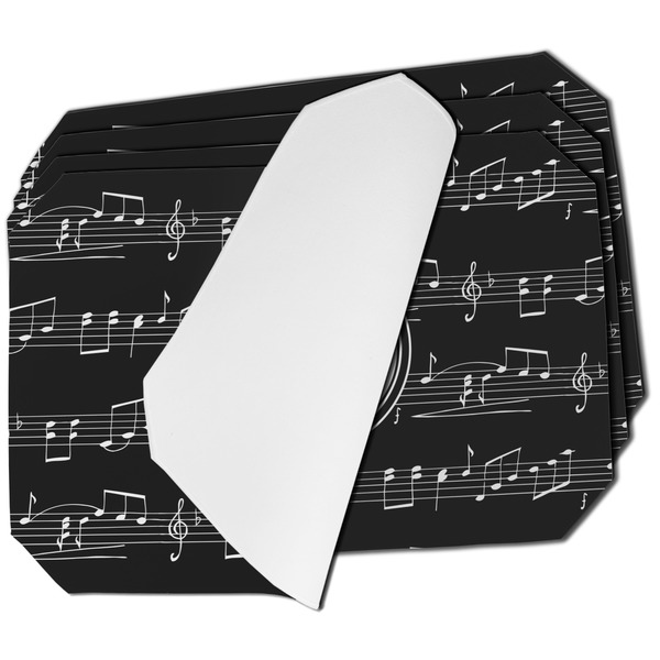 Custom Musical Notes Dining Table Mat - Octagon - Set of 4 (Single-Sided) w/ Name and Initial