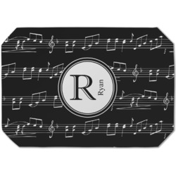 Musical Notes Dining Table Mat - Octagon (Single-Sided) w/ Name and Initial