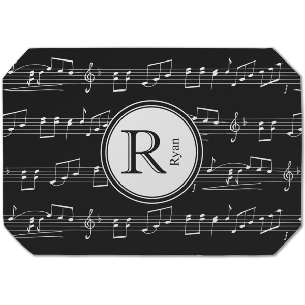 Custom Musical Notes Dining Table Mat - Octagon (Single-Sided) w/ Name and Initial