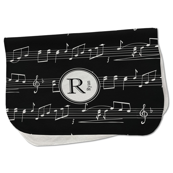 Custom Musical Notes Burp Cloth - Fleece w/ Name and Initial