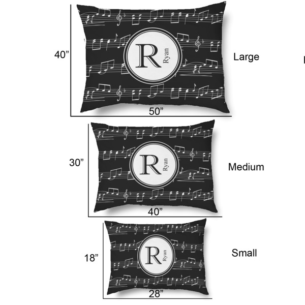 Musical Notes Outdoor Dog Beds - SIZE CHART