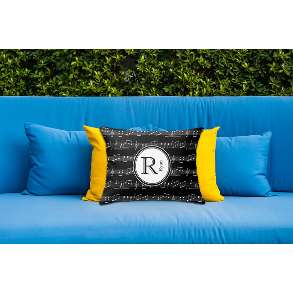 Musical Notes Outdoor Throw Pillow  - LIFESTYLE (Rectangular - 20x14)