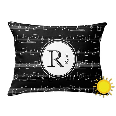 Musical Notes Outdoor Throw Pillow (Rectangular) (Personalized)