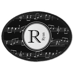 Musical Notes Iron On Oval Patch w/ Name and Initial