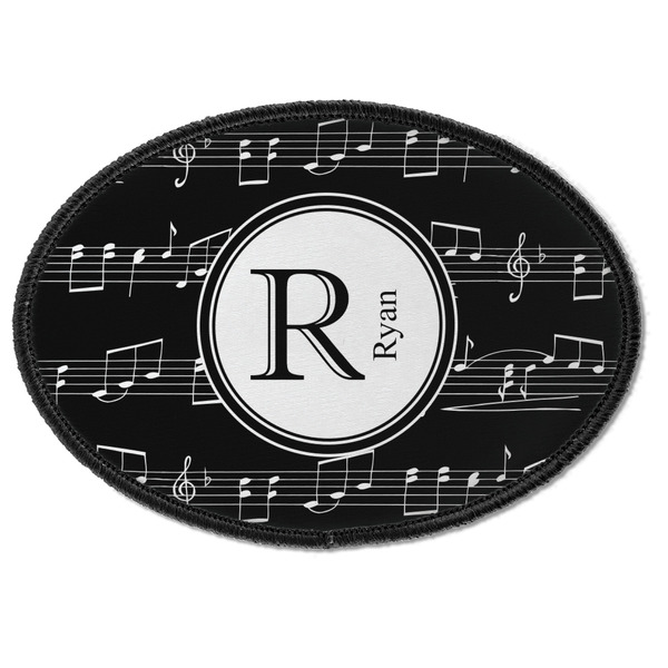 Custom Musical Notes Iron On Oval Patch w/ Name and Initial