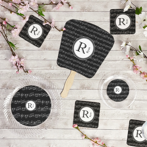 Musical Notes Party Supplies Combination Image - All items - Plates, Coasters, Fans